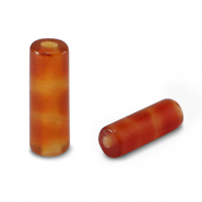 Perline in pietra naturale Agata tubo rosso-arancio