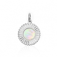 Ciondoli in acciaio inossidabile conchiglia 12mm argento-bianco (colore naturale)