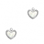 Ciondoli in acciaio inossidabile conchiglia cuore argento-bianco (colore naturale)