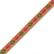 Nastro con fiori marrone-verde-rosa