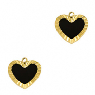Ciondoli in acciaio inossidabile cuore oro-nero
