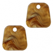 Pendenti in resina trapezio arancione raccogliere-marrone