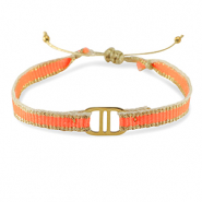 Braccialetti alla moda Nastra con distanziatore acciaio inossidabile arancione-oro