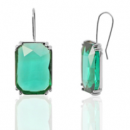 Orecchini con Cristalli rettangolo vede-argento