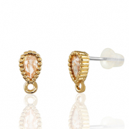Orecchini con Cristalli con anellino goccia pesca-oro