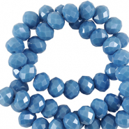 Perline sfaccettate 6x4mm rondella blu del porto-effeto perlato