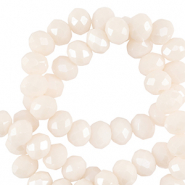 Perline sfaccettate 6x4mm rondella bianco vaniglia-effeto perlato