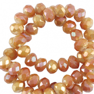 Perline sfaccettate 3x2mm rondella arancio lucido-effeto perlato