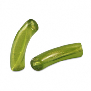 Perline in acrilico tubo lucida verde oliva oro