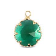 Pendenti di vetro Crystal Glass 13mm verde classico-oro