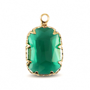 Pendenti di vetro Crystal Glass rettangolo verde classico-oro