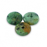 Perline di pietra naturale Serpentino a rondella 6mm verde trifoglio