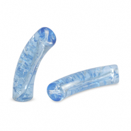Perline in acrilico tubo con venature blu carolina