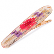 Accessori fermaglio a scatto con fiori secchi rosso viola-oro