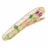 Accessori fermaglio a scatto con fiori secchi viola rosa verde-oro