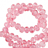 Perline sfaccettate 6x4mm rondella rosa peonia