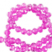 Perline sfaccettate 4x3mm rondella rosa neon