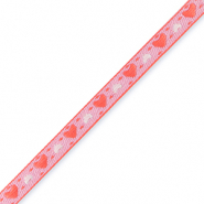 Nastro con testo cuori paisley viola-amarena rosso