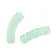 Perline in acrilico tubo spirale verde menta trasparente