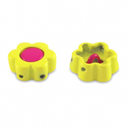 Perline Tile fiore giallo-rosa magenta