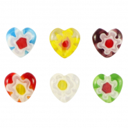 Perline Millefiori cuore fiore multicolore