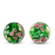 Perline di vetro 14mm trasparente-verde