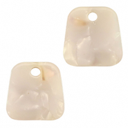 Pendenti in resina trapezio bianco perlato-rosa
