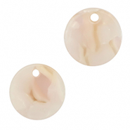 Pendenti in resina 12mm bianco perlato-rosa