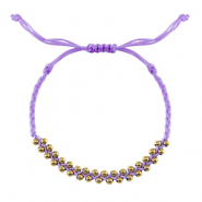 Braccialetti alla moda perline in acciaio inossidabile lilla-oro