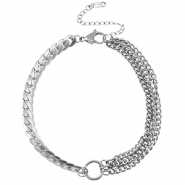 Cavigliere in acciaio inossidabile catena a serpente triplo giro argento