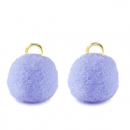 Ciondoli pon pon 10mm con anellino oro-viola pervinca