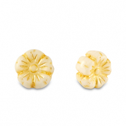 Perline Rep. Ceca fiore 7mm giallo limone-bianco