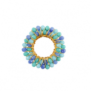 Ciondoli in acciaio inossidabile sfacettate 24mm blu-oro