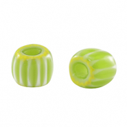 Perline Millefiori tubo verde chiaro