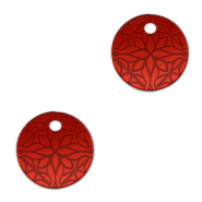 Ciondoli accattivanti fiore 16mm rosso metallico