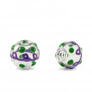 Perline di vetro dipinte a mano 8mm trasparente-viola verde