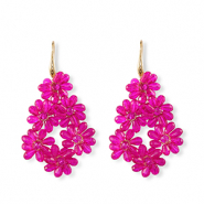 Orecchini sfaccettati goccia oro-rosa neon