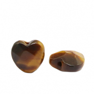 Perline in pietra naturale Occhio di tigre cuore oro marrone