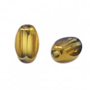 Perline di vetro ovale sfaccettate giallo ocra trasparente-oro