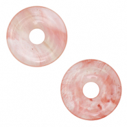 Perline in pietra naturale vetro donut 20mm rosa-trasparente