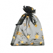 Sacchetti in organza 9x12cm stella nero-oro