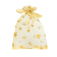 Sacchetti in organza 9x12cm stella giallo oro-oro