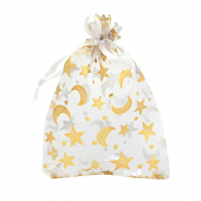 Sacchetti in organza 9x12cm luna e stella bianco-oro