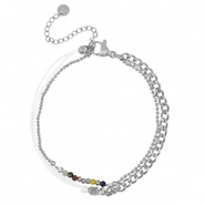 Bracciali in acciaio inossidabile doppio giro argento-bianco