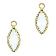 Pendenti di vetro Crystal Glass ovale blu cielo chiaro-oro