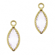 Pendenti di vetro Crystal Glass ovale lilla chiaro-oro