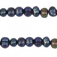 Perle di acqua dolce rotonde 5-7mm blu pavone scuro