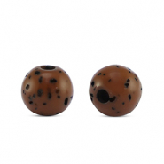 Perline Polaris 6 mm tonda Sassi marrone castagna-nero