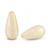 Perline Polaris Elements a forma di goccia Polmo bianco prosecco