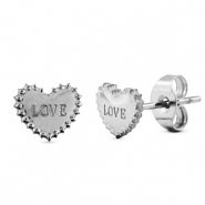 Orecchini in acciaio inossidabile a cuore argento
